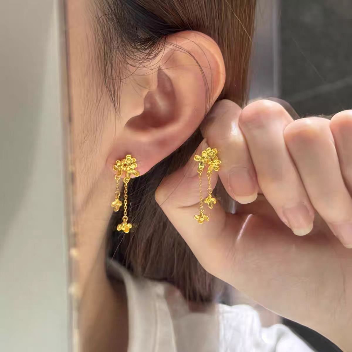 Small Osmanthus Ear Show Temperament Taste Niche Stud Earrings