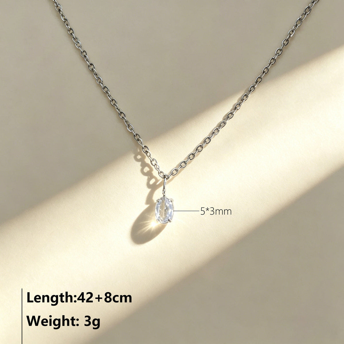 Women's Colorful Crystals Oval Zircon Stainless Steel Gold-plated Collarbone Pendant