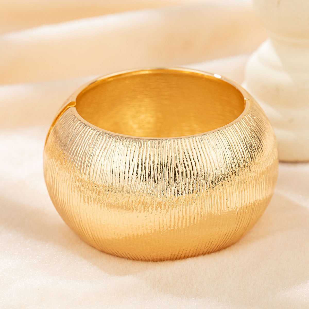 Exaggerated Metal Open-ended Texture Pleated Geometric Big Bracelets