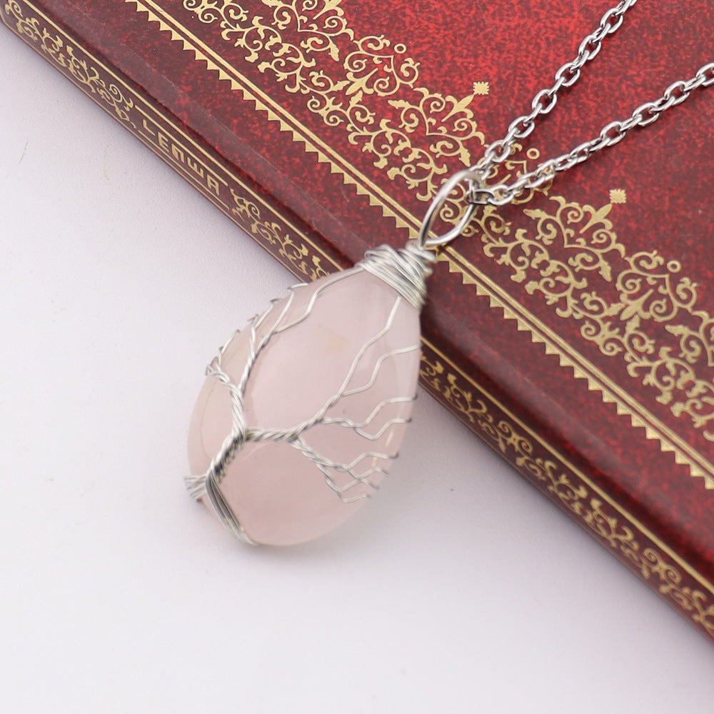 Agate Water Drop Winding Silk Tree Necklaces
