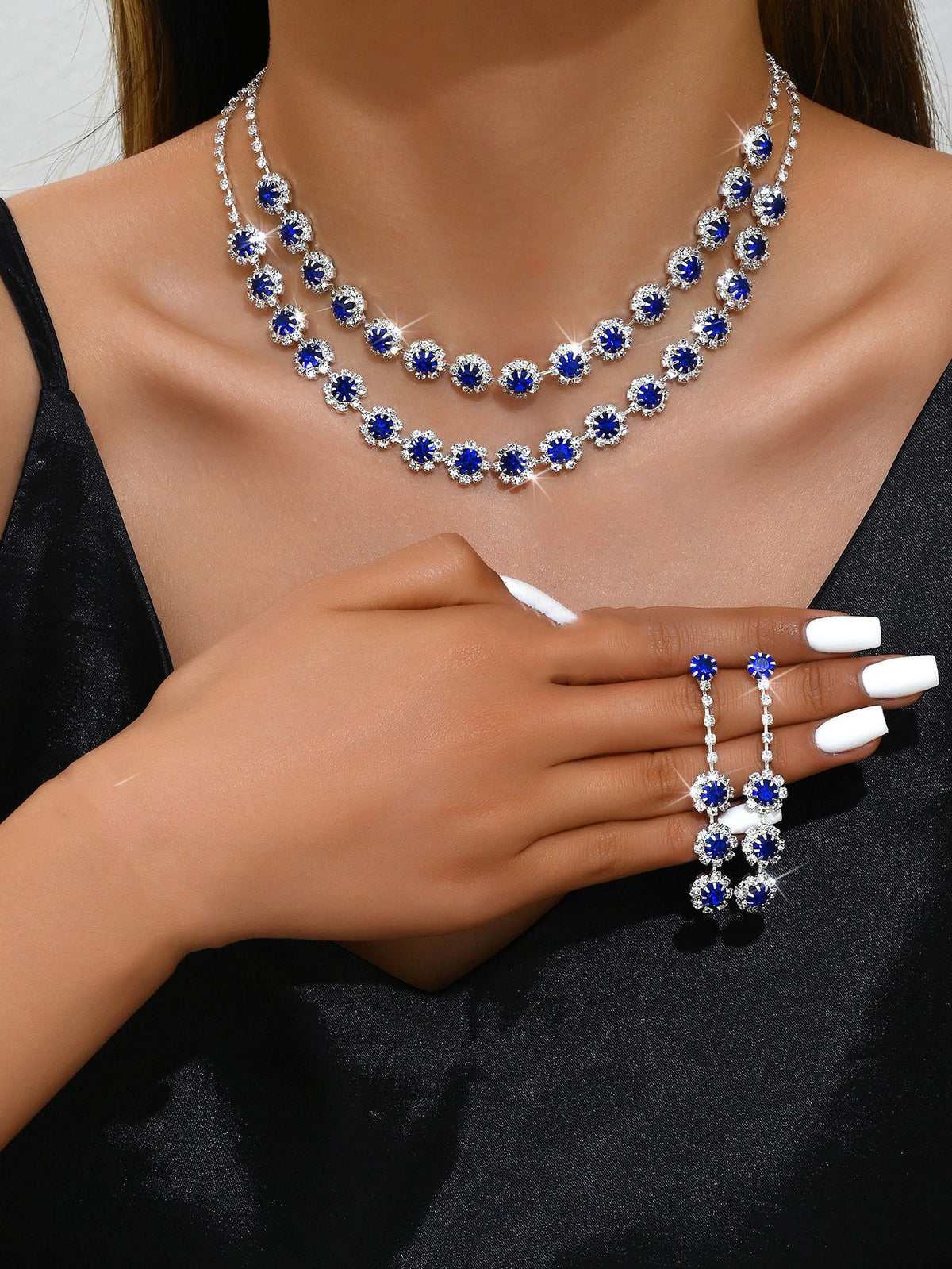 Wedding Double Layer Sunflower Diamond Suite Jewelry Set