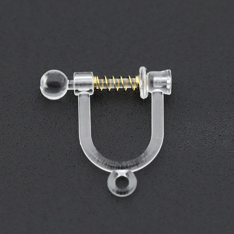 Handmade Change Transparent Resin Pearls U-shaped Ear Clip