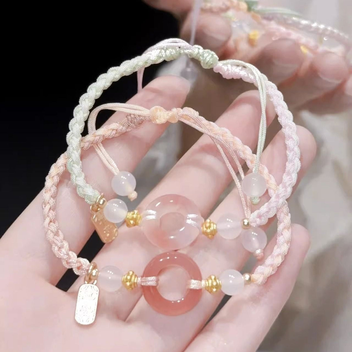 Blossom Color Matching Couple Safety Joy Carrying Strap Handmade Good-looking Bracelet