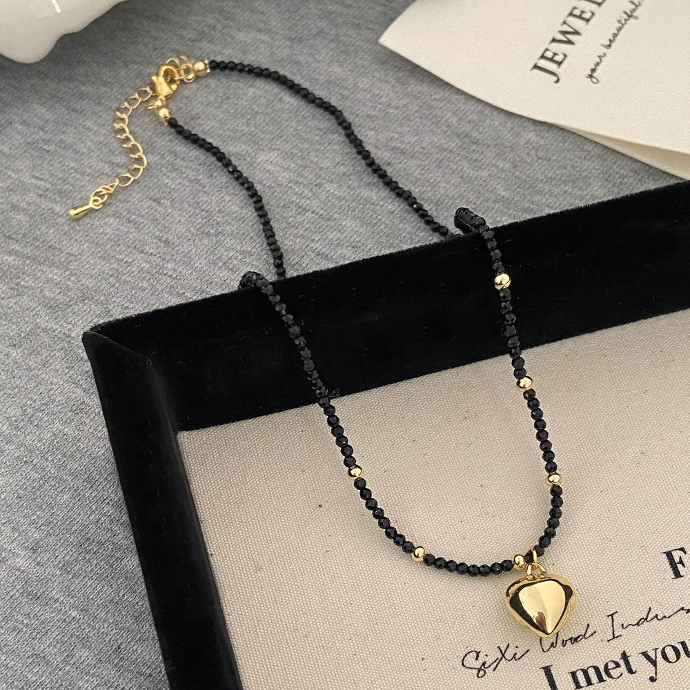 Black Pointed Crystal Clavicle Chain Love National Style High-grade Collar Pendants
