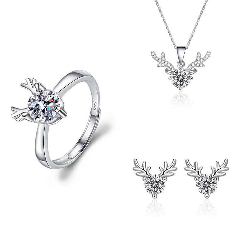 Imitation Moissanite Three-piece Zircon Temperament Ear Earrings