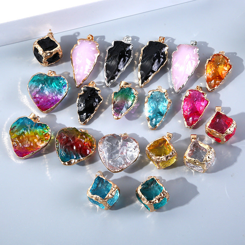 Colorful Artificial Crystal Arrow Heart-shaped Square Brim Pendants