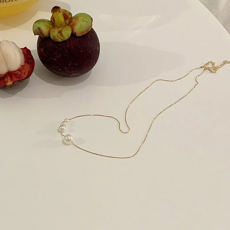 Niche Design Imitation Pearl Exquisite High Sense Sweet Elegance Snake Necklace