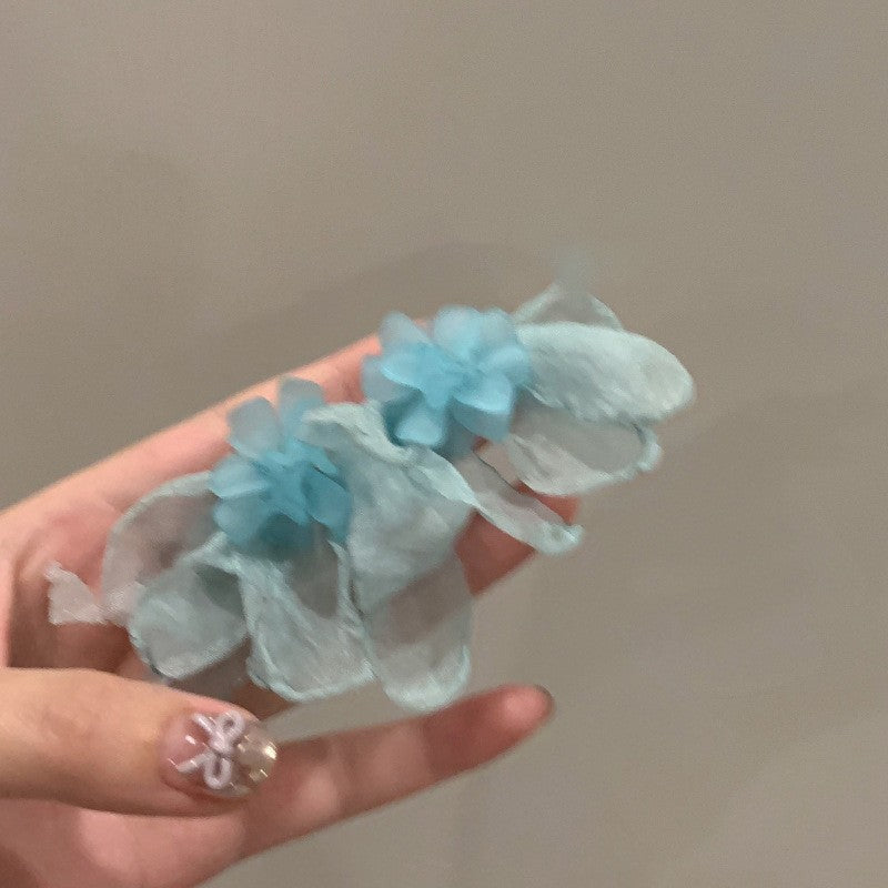 Summer Super Fairy Vacation Style Blue Flower Tassel Fashion Elegant Rings