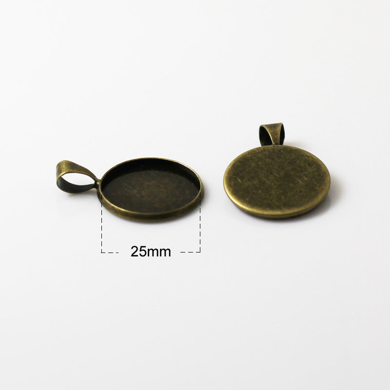 Round Simple Electroplating Time Stone Empty Pendant