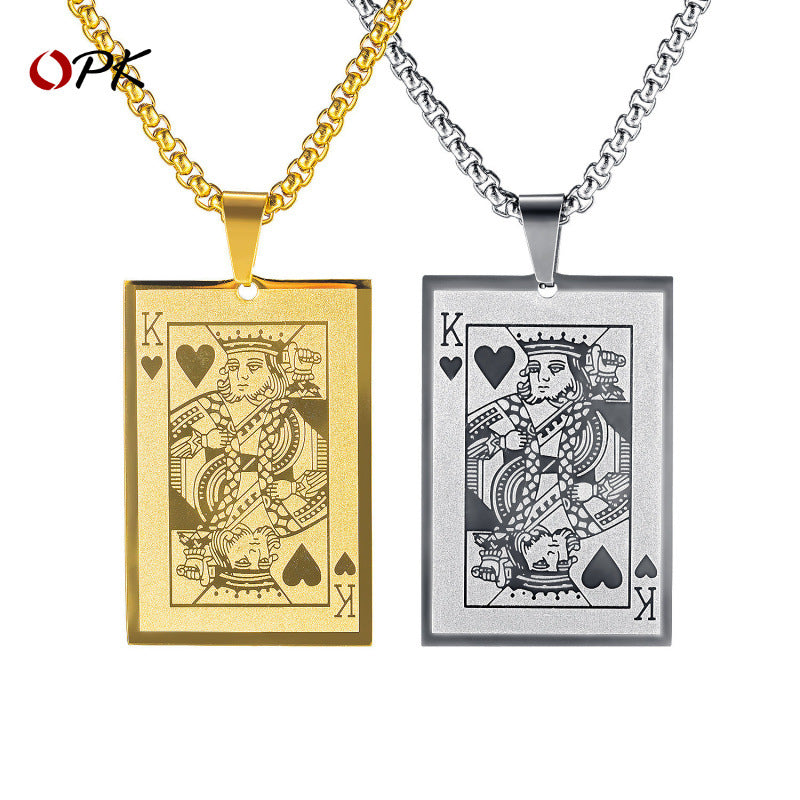 Men's Classic Poker Stainless Steel Item Fashion Pendant