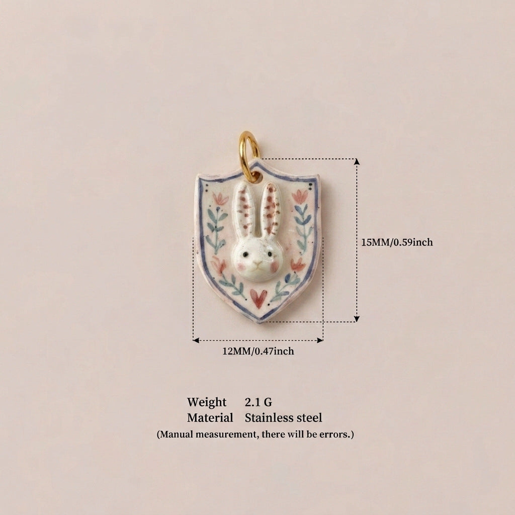 Cartoon Rabbit Long Star Printing Series Gold Color Pendants