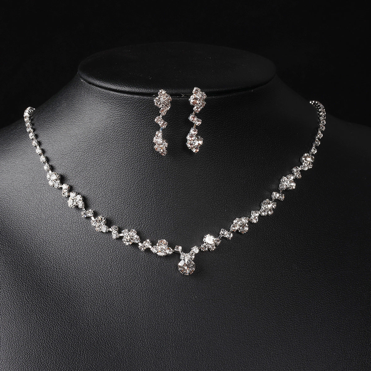 Fashion Elegant Rhinestone Suit Bride Female Jewelry Set