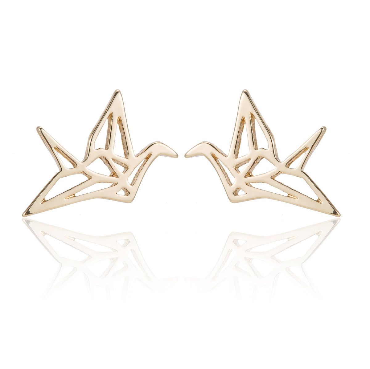 Hollow Bird National Style Small Exquisite Stainless Steel Animal Ear Stud Earrings