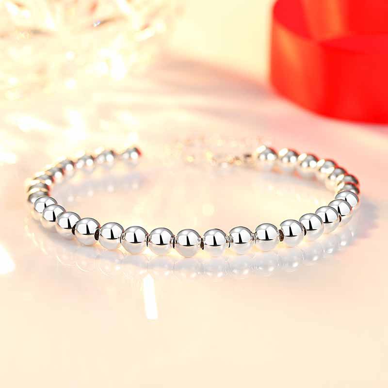 Sier Plated Beads Fashion Popular Stall Small Glossy Bracelet