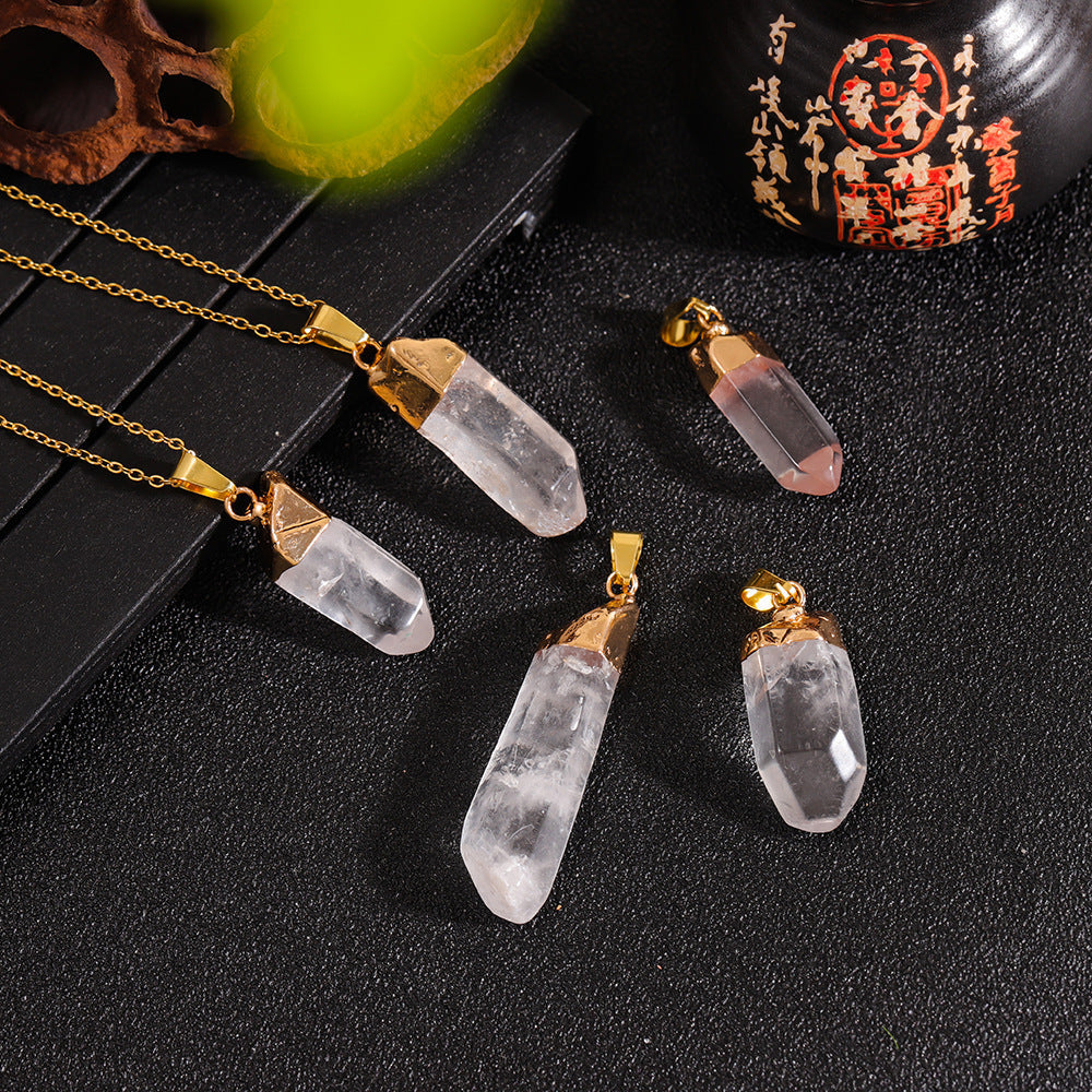 Natural Transparent Crystal Cluster Irregular Rough Stone Tower Sweet Cool Pendant