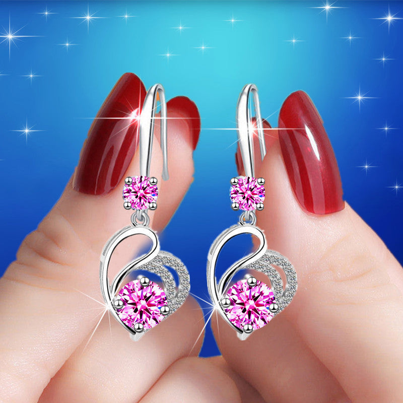 Heart-shaped Mid-length Eardrops Female Korean Exquisite Earrings