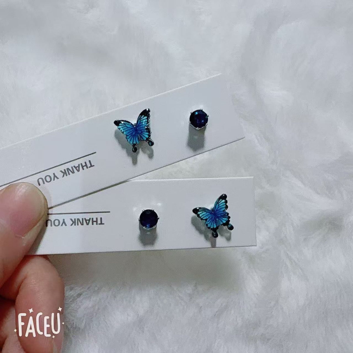 Magnetic Suction Eternal Night Gradient Butterfly Rhinestones Female Design Ear Clip