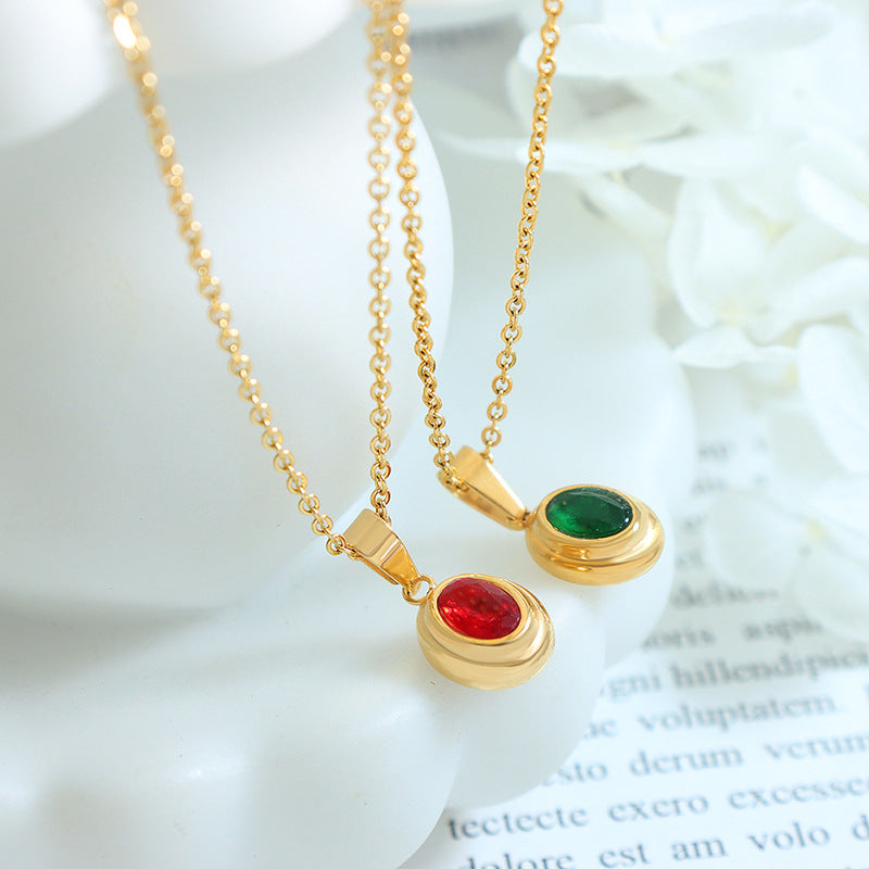 Niche Retro Collarbone Titanium Steel Zircon Jewelry Set