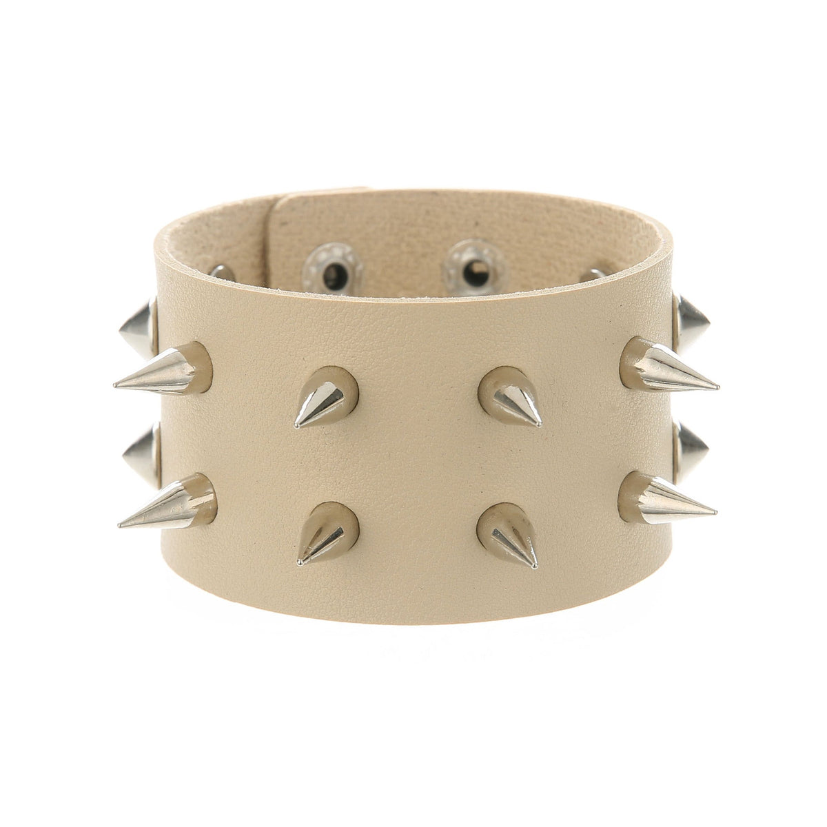 Punk Double Row Alloy Spike Couple Leather Rock Stainless Bracelet