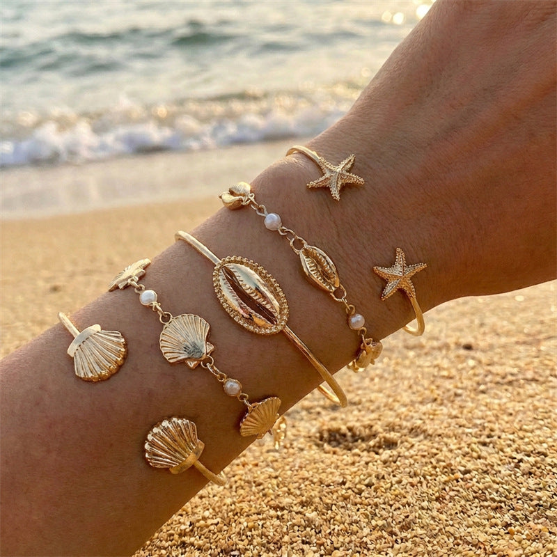 Bohemian Holiday Female Summer Beach Starfish Shell Brace Bracelet