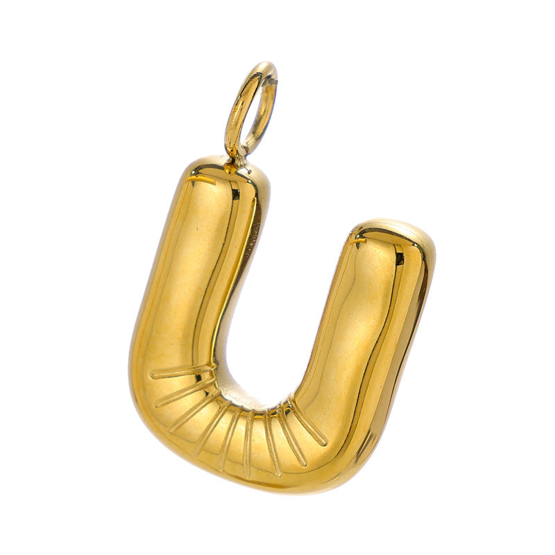 Chubby Bubble English Letter Titanium Steel Gold Pendant