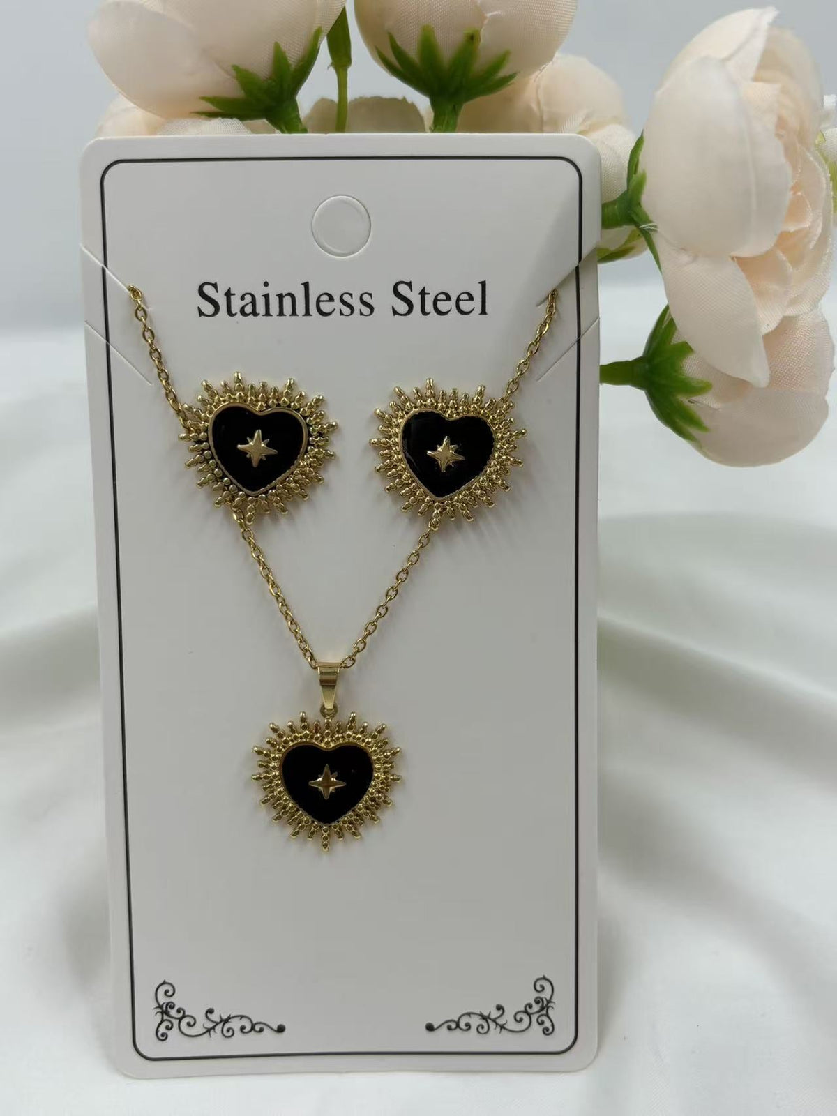 Women's Drop Peach Heart Stainless Steel Gold Earrings