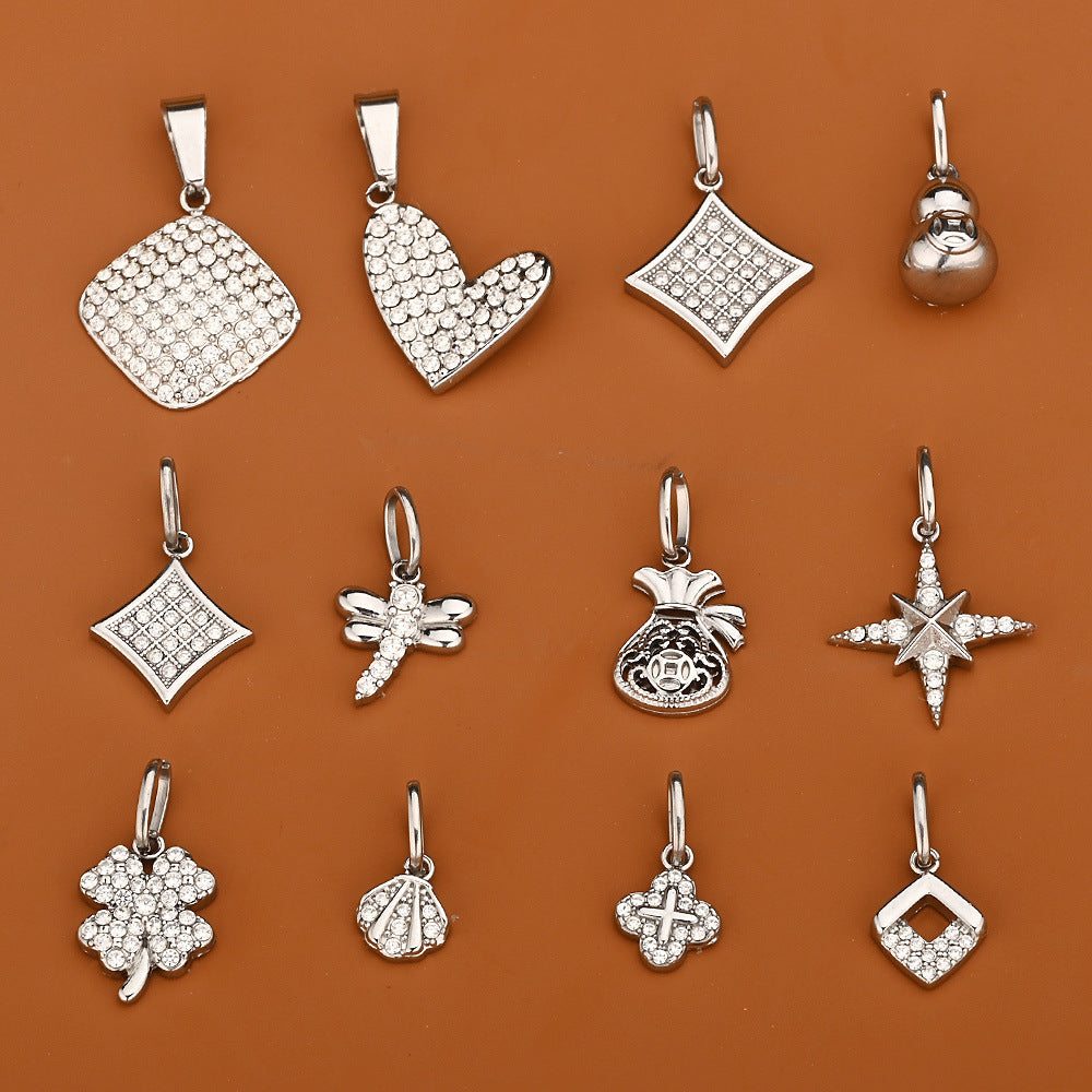 Vacuum Plating White Zirconium Four-leaf Clover Purse More Than Asterism Pendant