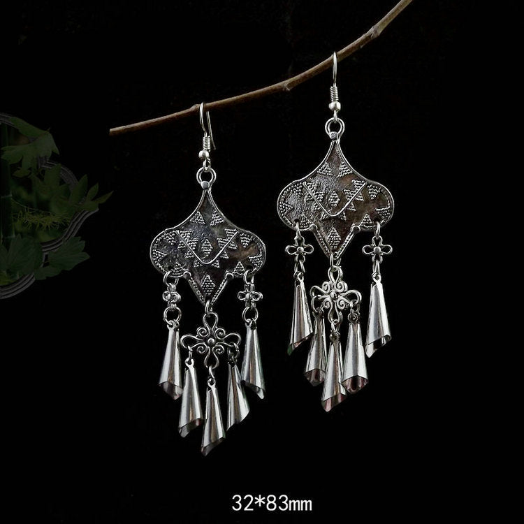 Women's Tibetan Sier Miao Eardrops Classical Ethnic Style Earrings