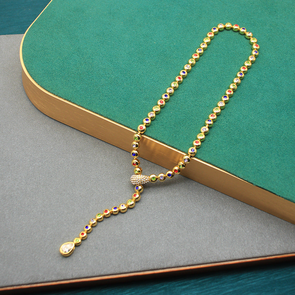 Entry Lux Elegant Personality Design Colorful Crystals Snake Refined Jewelry Set