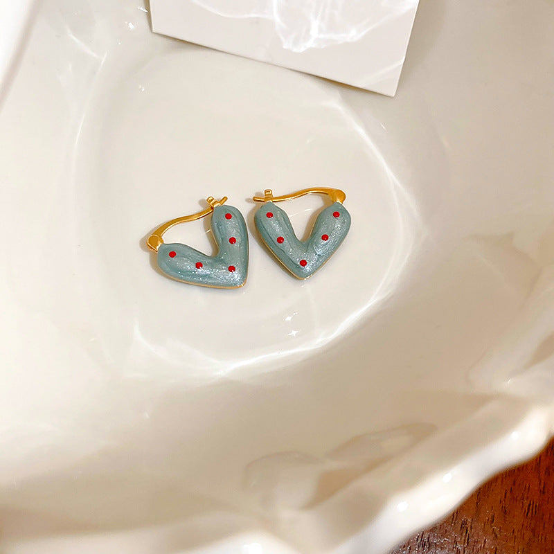 Jardin Monet Blue Glaze Flowers Pipa Pearl Chinese Retro Light Stud Earrings