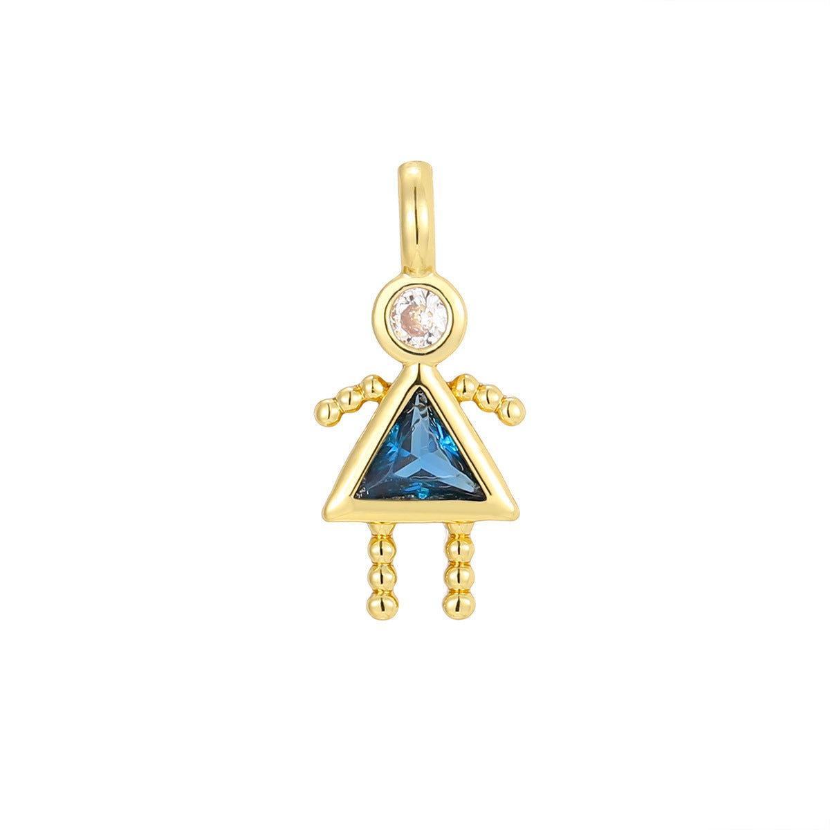 Boys Color Birthstone Gold Micro Inlaid Pendant