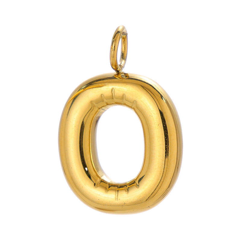 Chubby Bubble English Letter Titanium Steel Gold Pendant