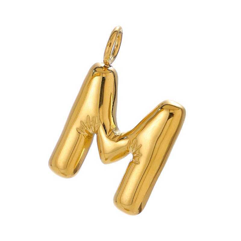Chubby Bubble English Letter Titanium Steel Gold Pendant