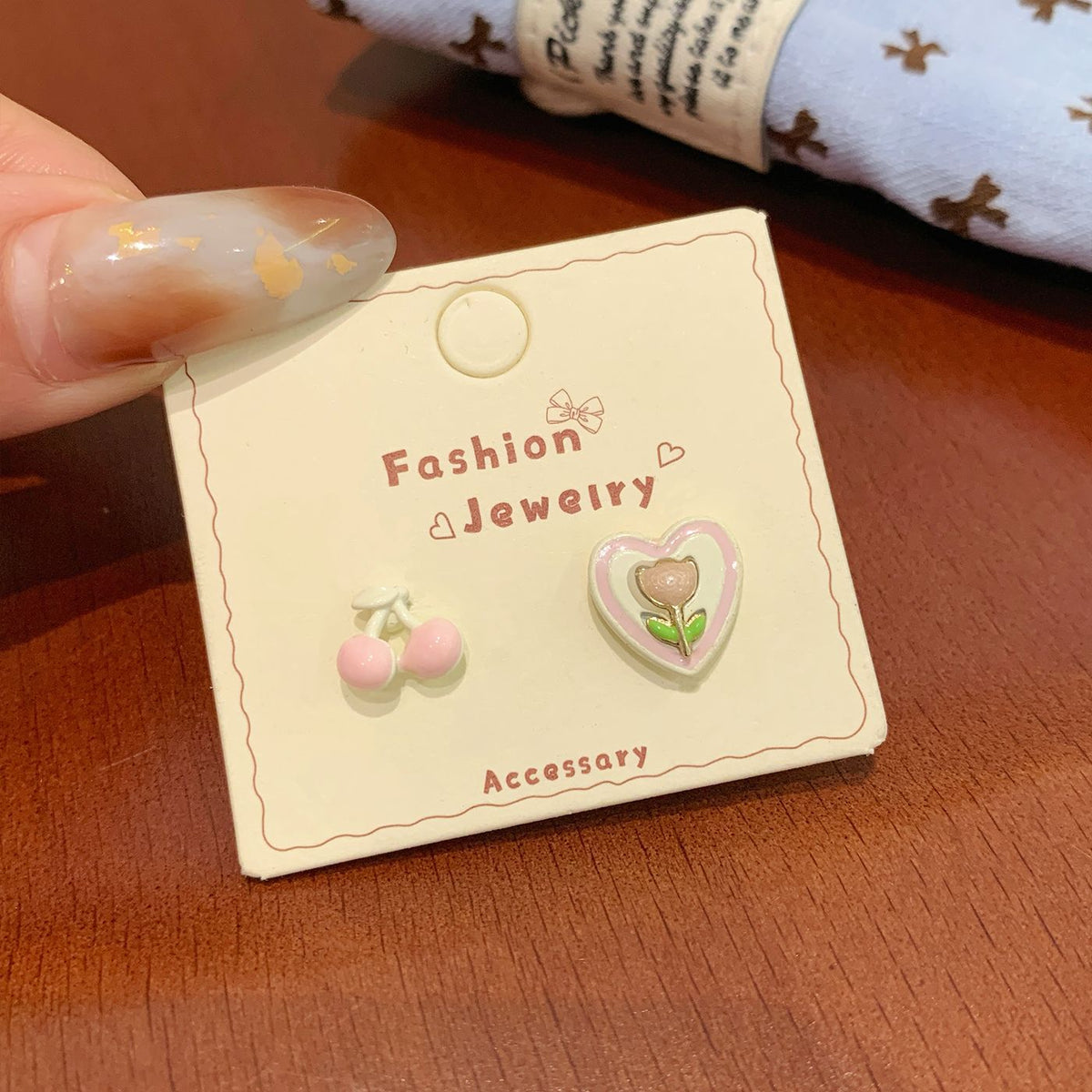 Colorful Fruit Cat Female Sier Needle Cartoon Cute Sweet Design Rings