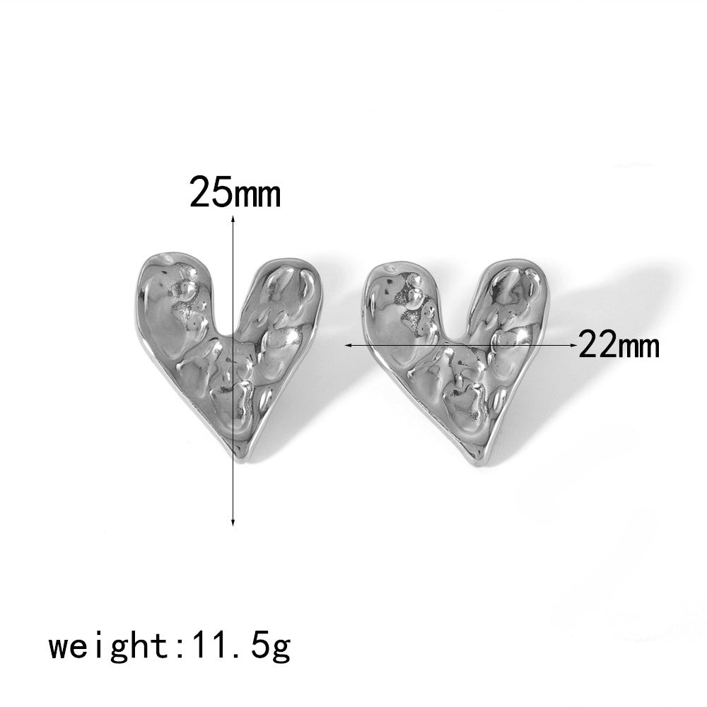 French Retro Light Luxury Design Gold Stainless Steel Lava Love Jewelry Set