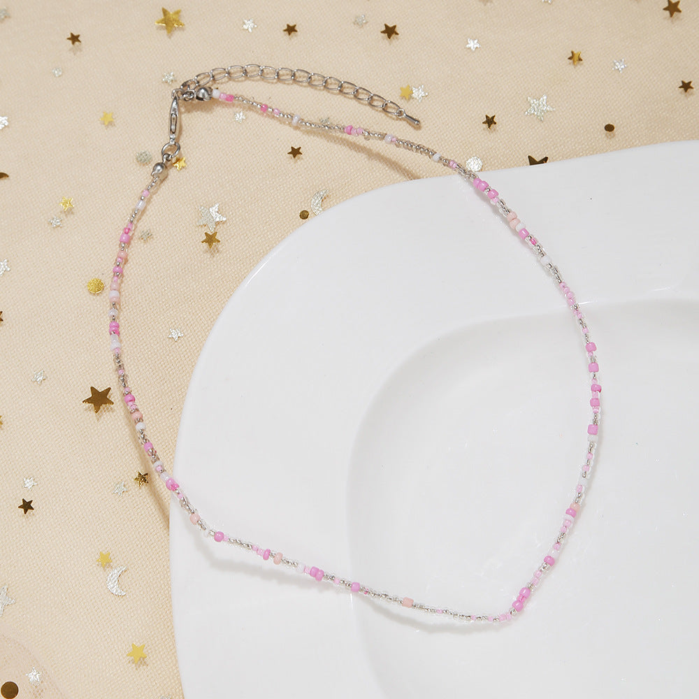 Women's Small Beads Beaded Girly Style Rainbow Necklaces