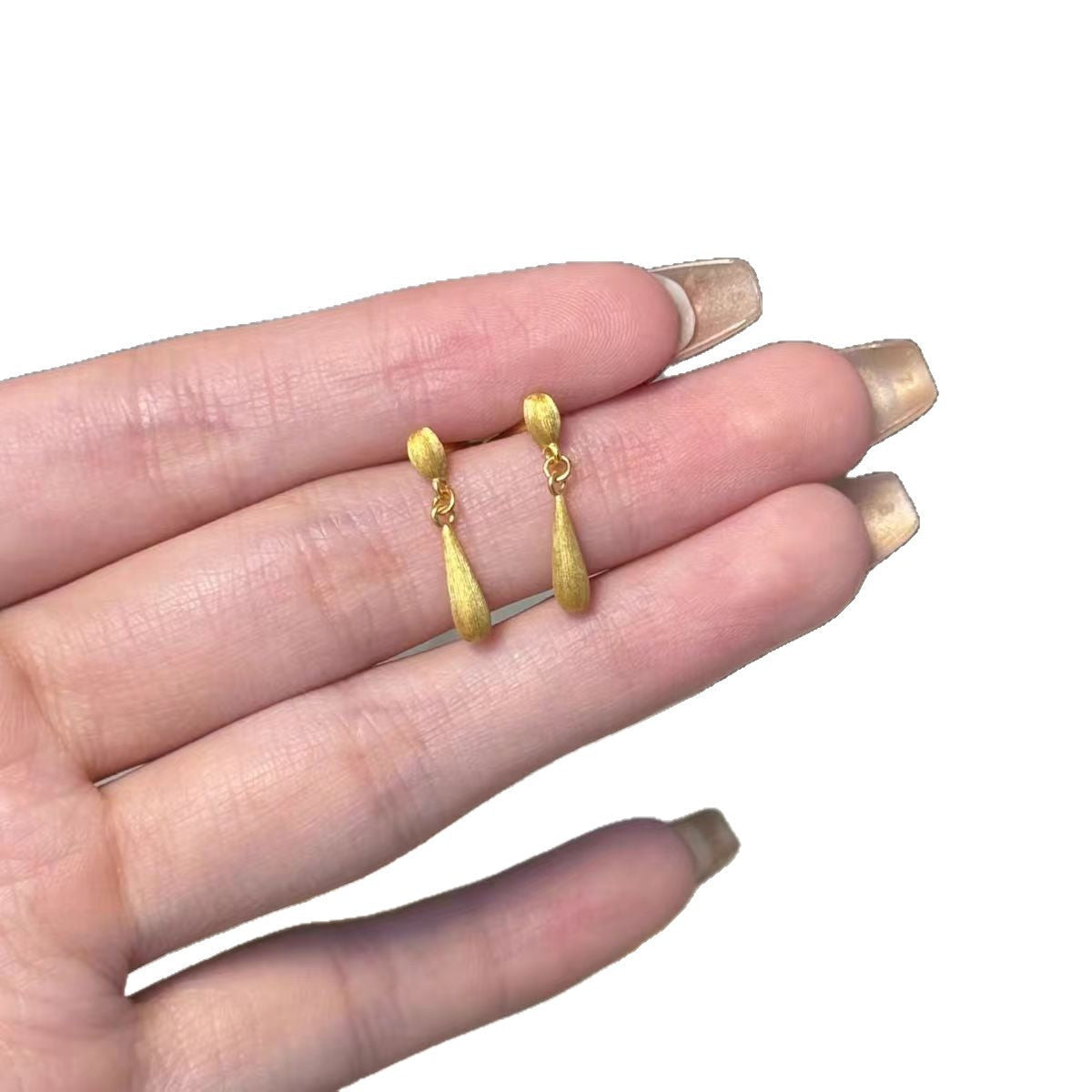 Brushed Small Water Drop High-grade Female Rings