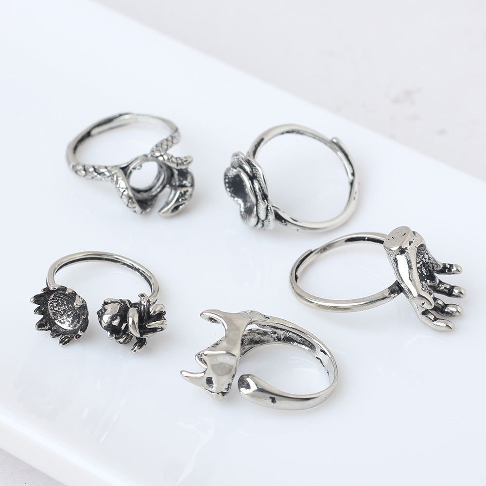 Distressed Imitation Thai Sier Blackened Dark Jewelry Set