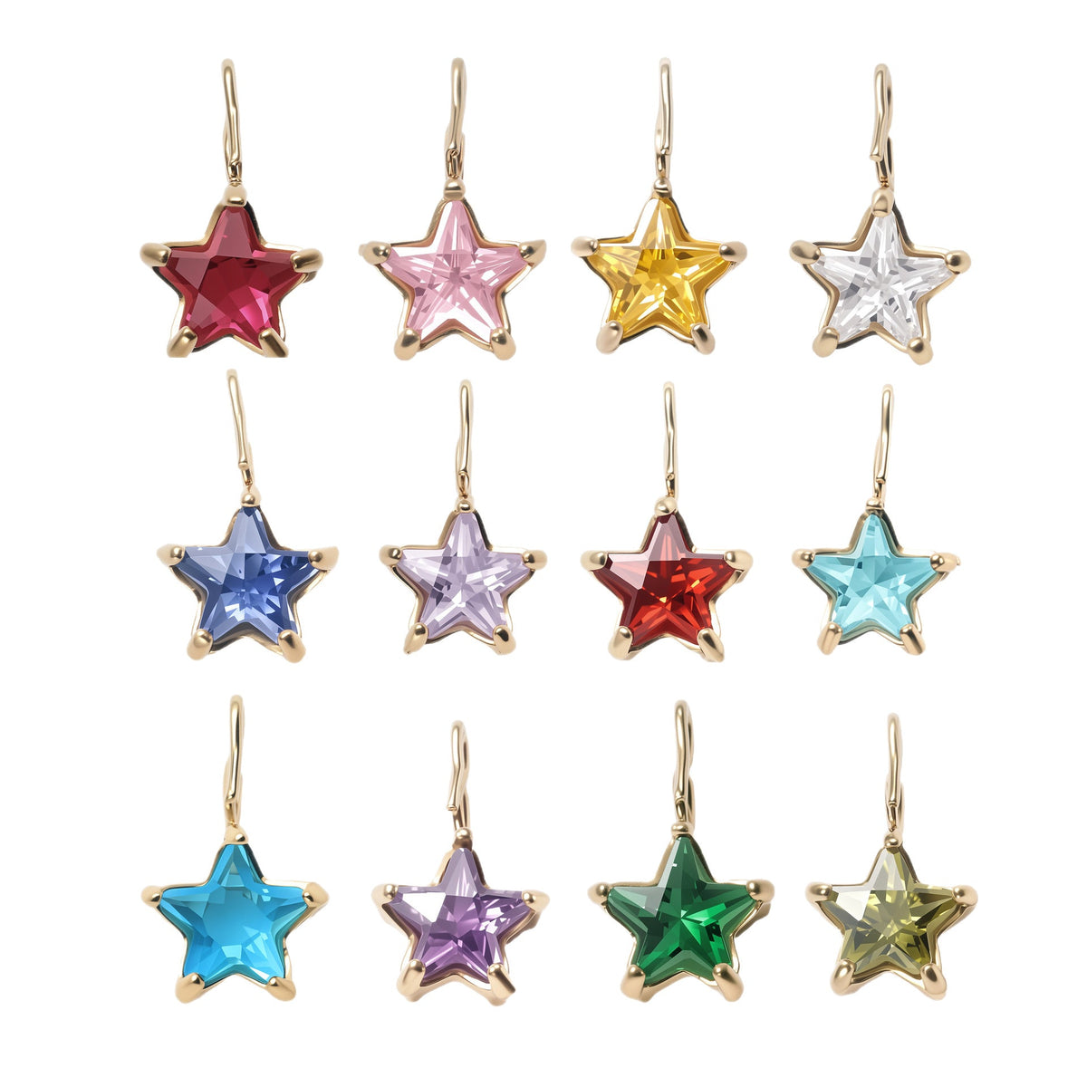 Stainless Steel Gold-plated Zircon Five-pointed Star Hook Fashion Pendant