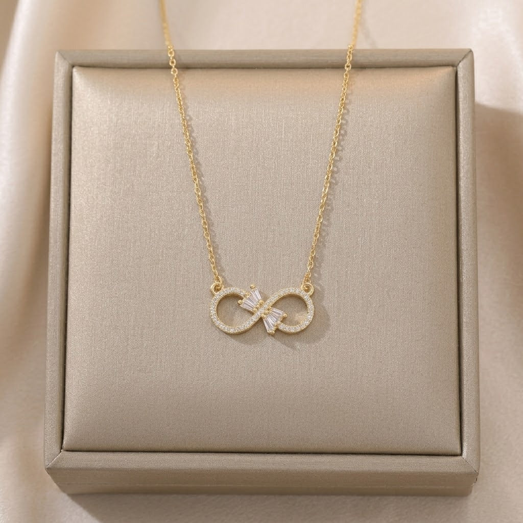 Women's Design Fashion Love Heart Bow Tie Cross Chain Simplicity Necklace