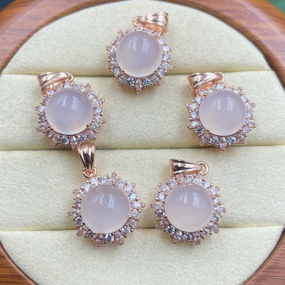 Natural Lychee Jelly White Chalcedony Sier Live Pendants