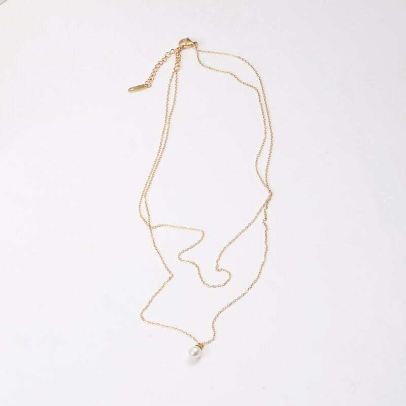 Fresh Water Pearl Titanium Steel Gold Necklaces