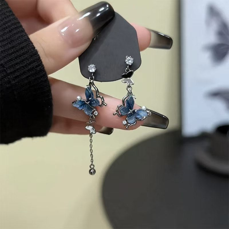 Special Interest Light Luxury Style Butterfly Tassel High-grade Versatile Fashion Earrings