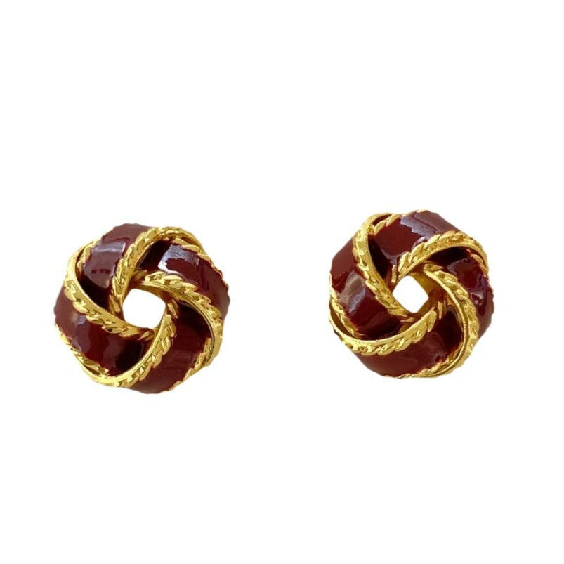 Women's Exquisite Contrast Color Truelove Knot Design High-grade Light Stud Earrings