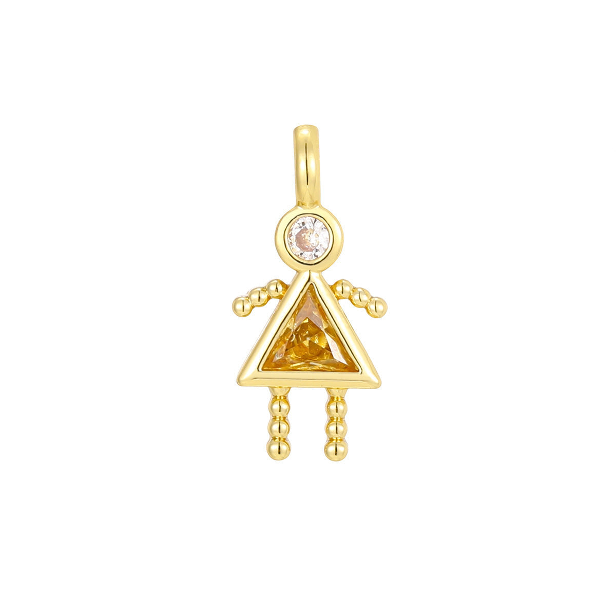 Boys Color Birthstone Gold Micro Inlaid Pendant