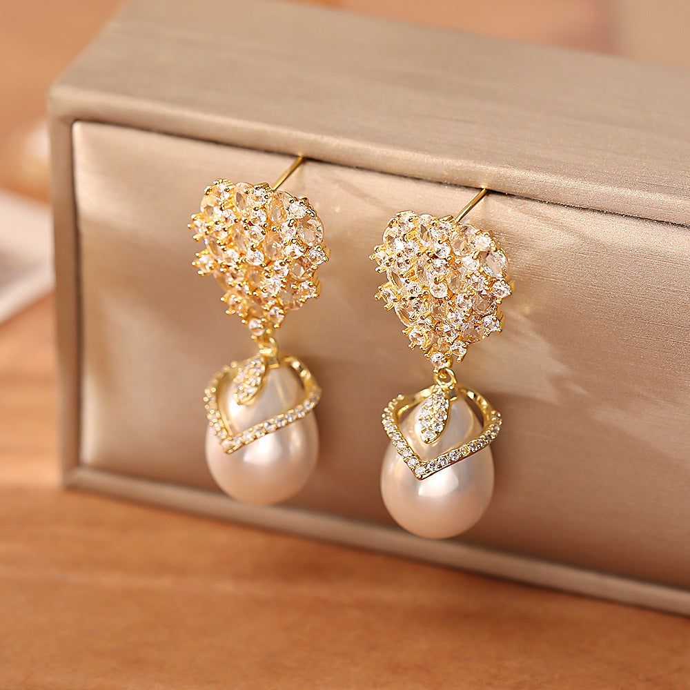 Water Drops Pearl Fashion High Sense Light Luxury Elegant Female Earrings