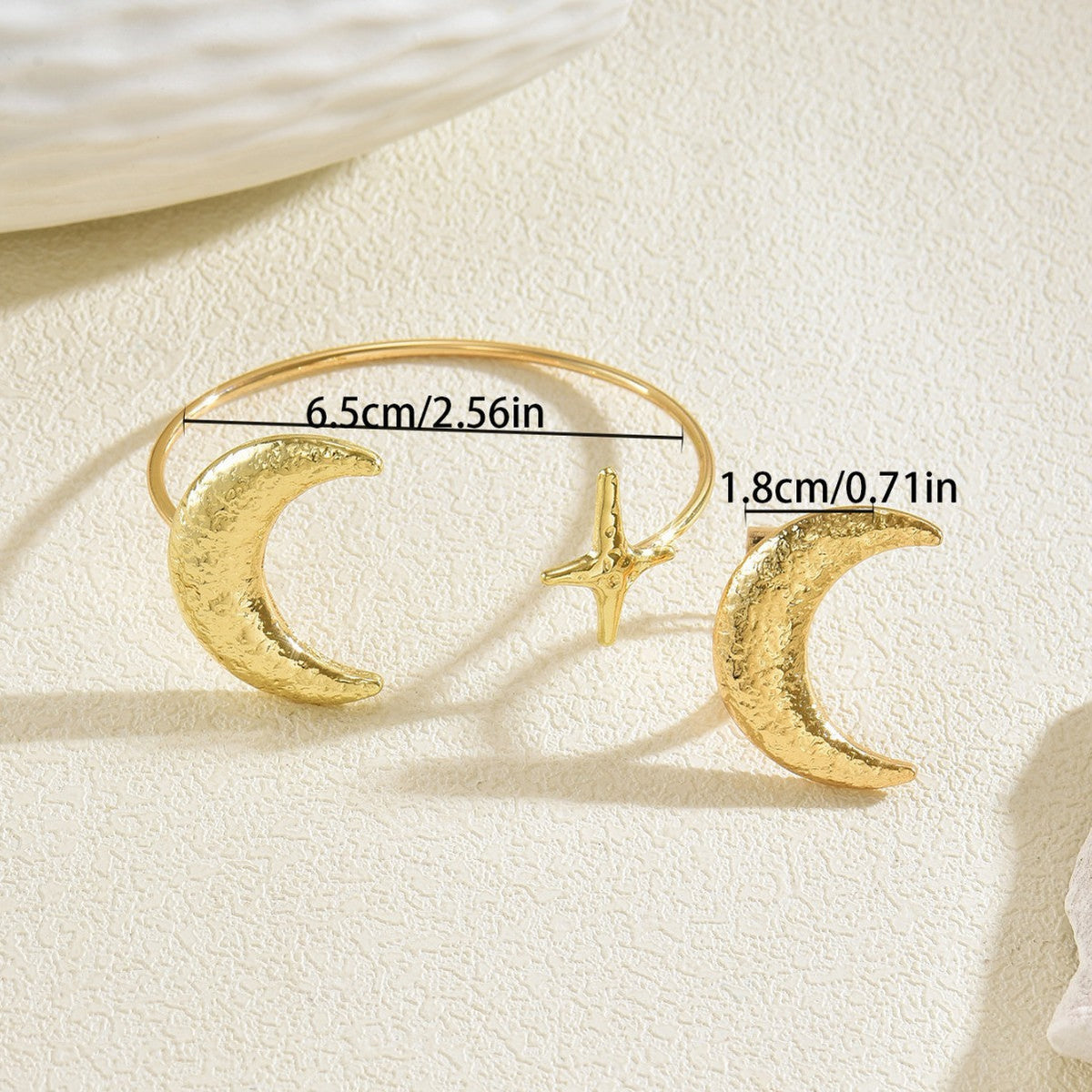 Women's Geometric Moon Metal Design Open Versatile Jewelry Set