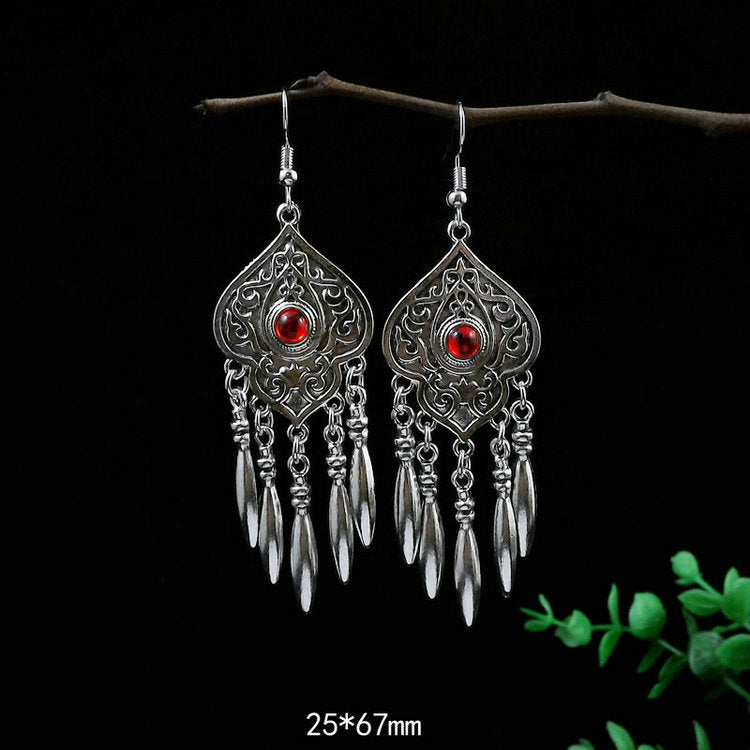 Women's Tibetan Sier Miao Eardrops Classical Ethnic Style Earrings