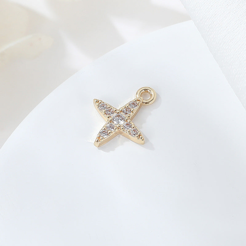 Copper Plating Zircon Small Cute Fishtail Pendants