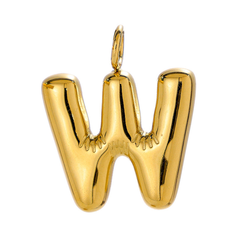 Chubby Bubble English Letter Titanium Steel Gold Pendant